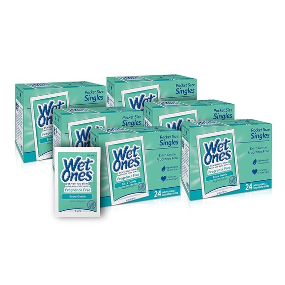 Hand and Face Wipes Singles, Unscented Wipes for Sensitive Skin | Individual Wip - Picture 1 of 6